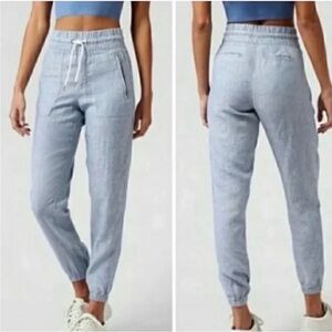 Athleta Cabo 100% Linen Jogger Pants in Chambray Blue Size 6